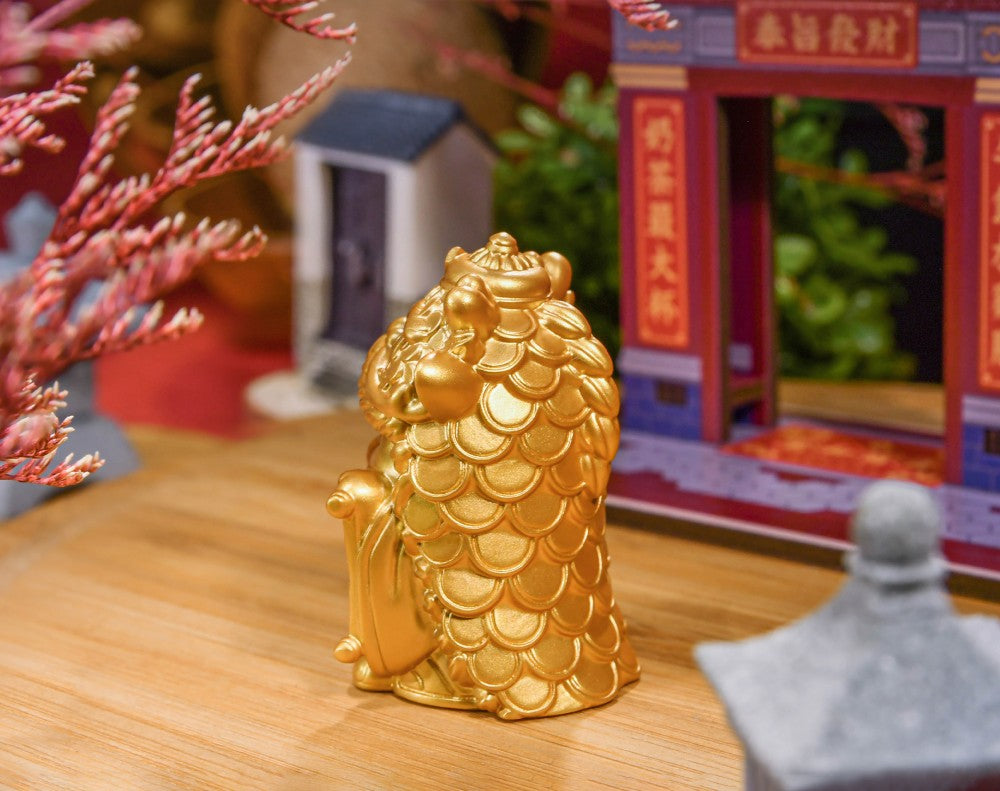 Golden Imperial Decree Fortune Cat with Display Stand and Gateway Stage